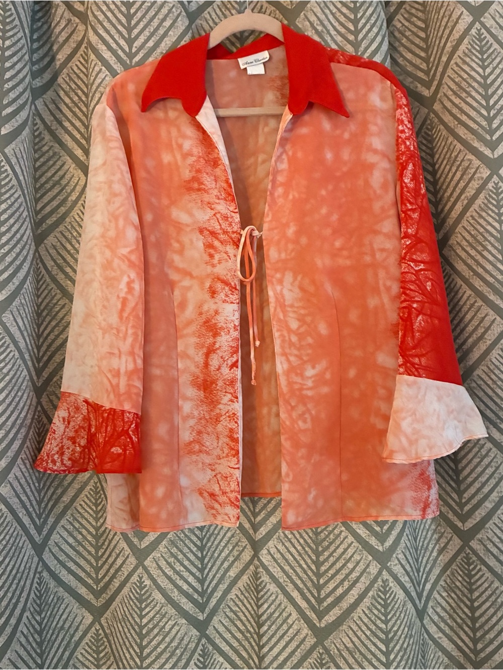 Anne Charles Coral/Red orange/orange/ white Tie-Dye sheer Open top